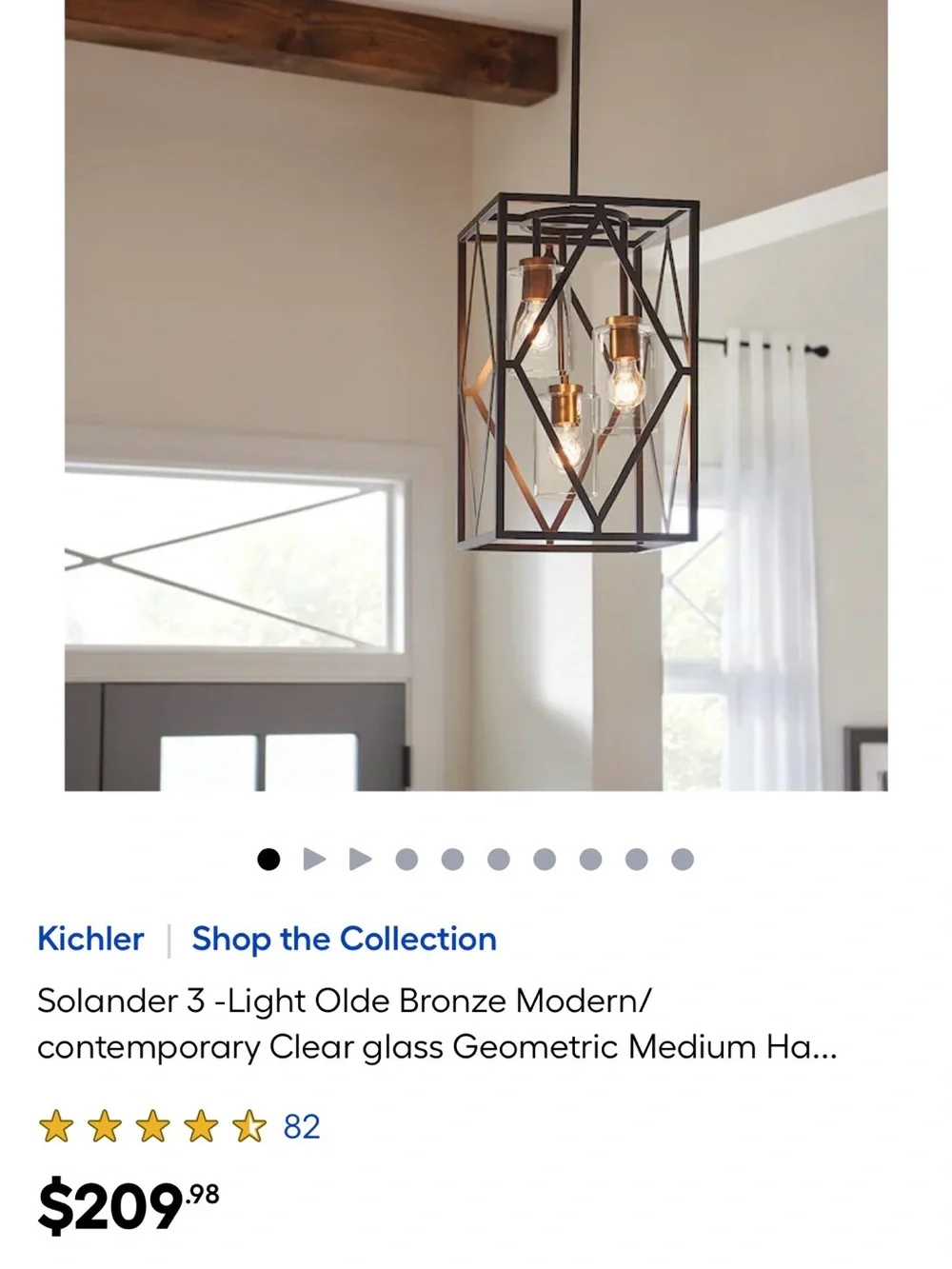 New Kichler Solander olde bronze Modern Geometric Pendant Light